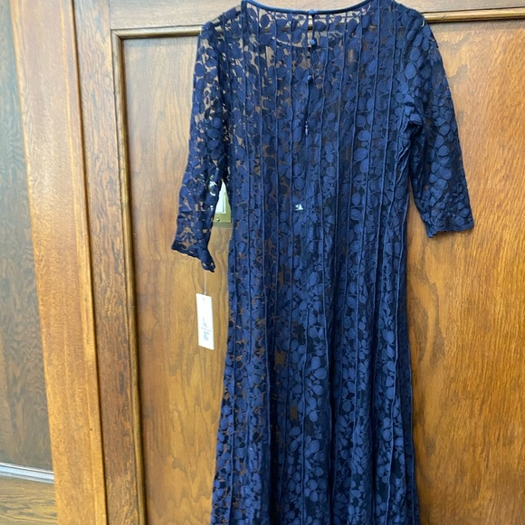 $640 Teri Jon by Rickie Freeman Lace Pintuck Gown size 4 . Missing Belt. - Picture 5 of 8